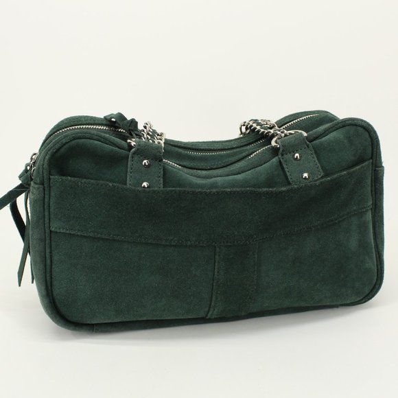 Forest Green Suede Chain Strap Purse - Picture 3 of 6